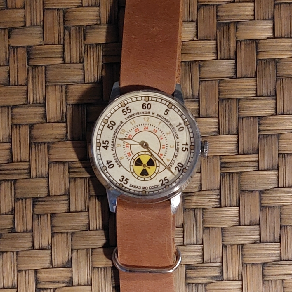 Vintage style Pobeda mechanical watch Soviet military radiation